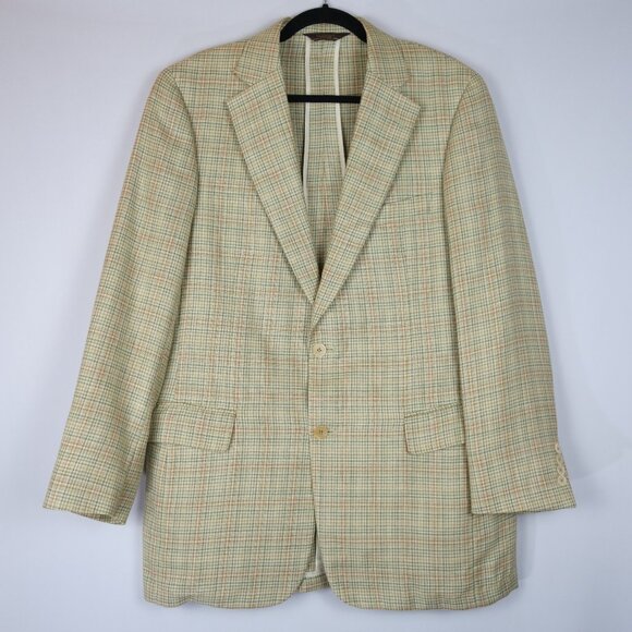 Paul Stuart Multicolor Plaid Pattern Silk, Wool & Linen Blazer Jacket, Sz 39 T - Picture 1 of 10